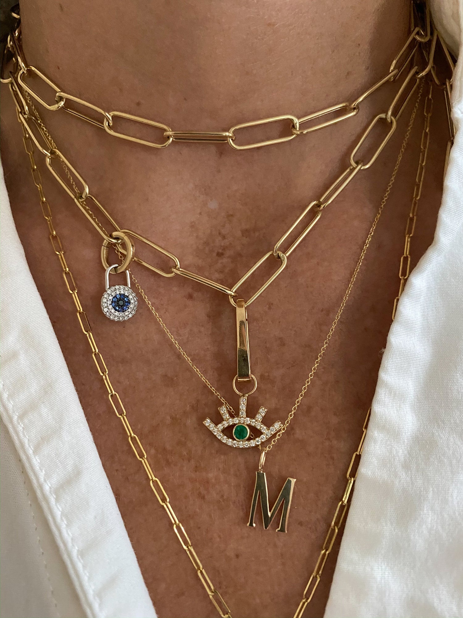 Diamond Emerald &quot;Eye&quot; Charm