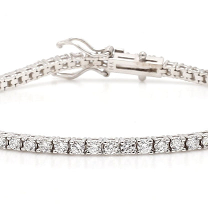 Lab grown round diamond tennis bracelet set in 14k white gold