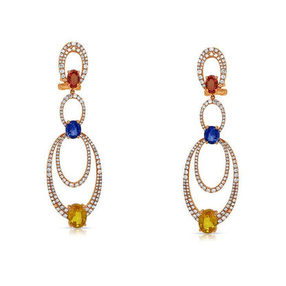 Oval-cut sapphire and white-diamond drop earrings in 18k rose gold by Diamond Tales