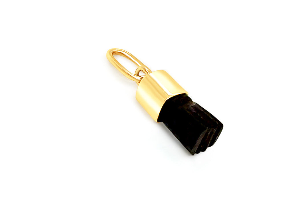 18k yellow gold black jet azabache protective hand pendant