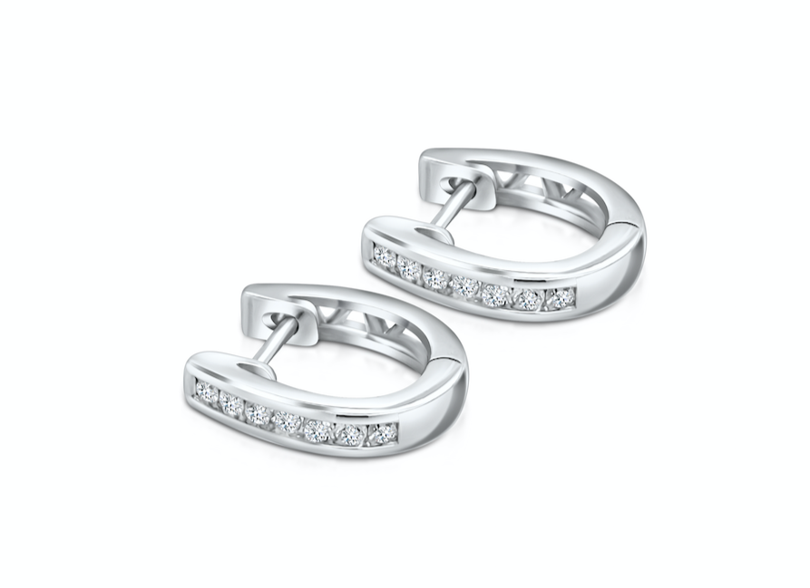 18k Gold Oval Hoops &amp; Diamonds