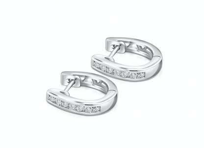 18k Gold Oval Hoops &amp; Diamonds