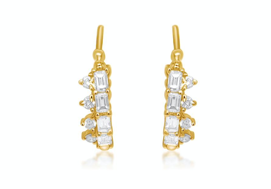 Earrings 18k Yellow Gold Hoops &amp; Diamonds
