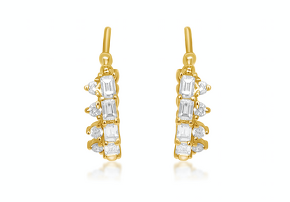 Earrings 18k Yellow Gold Hoops &amp; Diamonds
