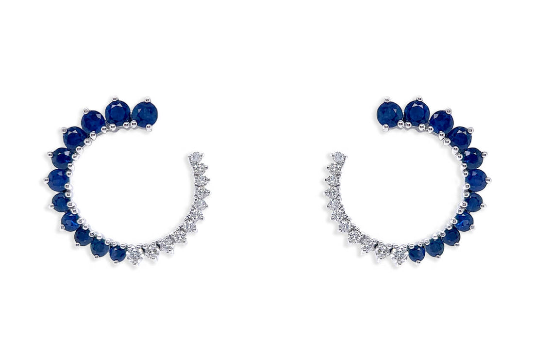 Earrings 18kt Gold Open Circle Gems &amp; Diamonds Studs