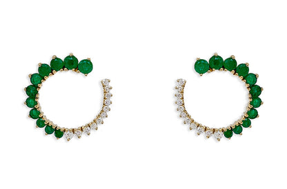 Earrings 18kt Gold Open Circle Gems &amp; Diamonds Studs