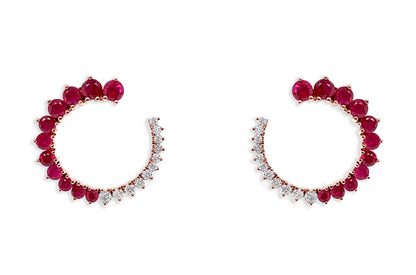 Earrings 18kt Gold Open Circle Gems &amp; Diamonds Studs