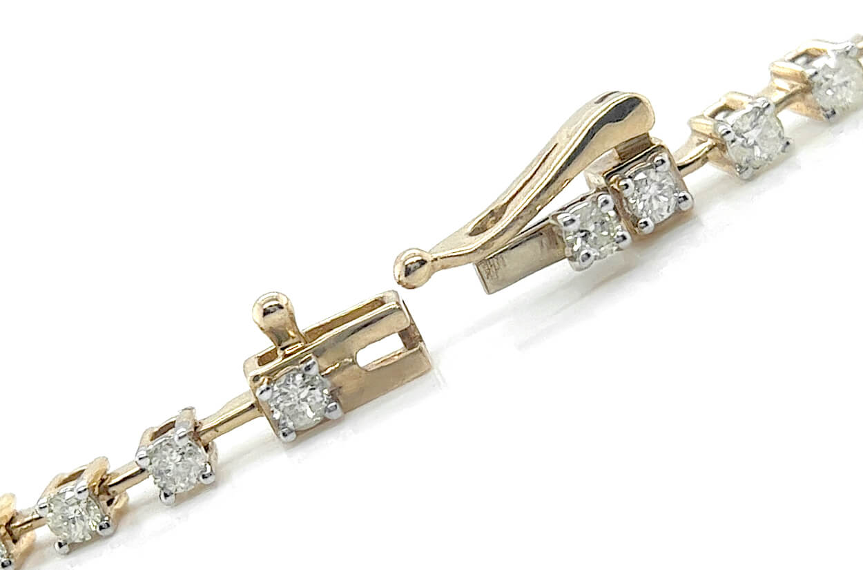Bracelet 14kt Yellow Gold &amp; Diamonds Bar Tennis