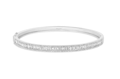 Bracelet 18kt Gold Baguette &amp; Round Diamonds Bangle