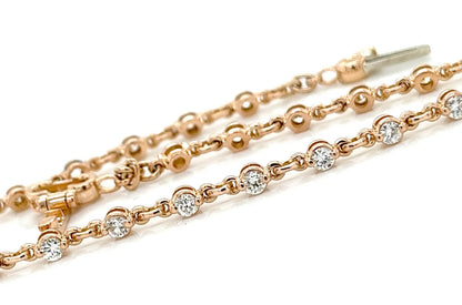 Bracelet 18kt Rose Gold Round Diamonds &amp; Chain