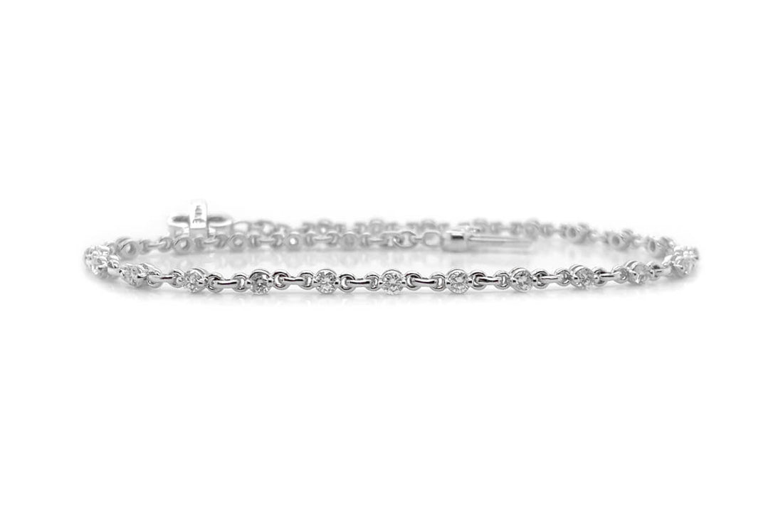 Bracelet 14kt Gold Round Diamonds &amp; Chain