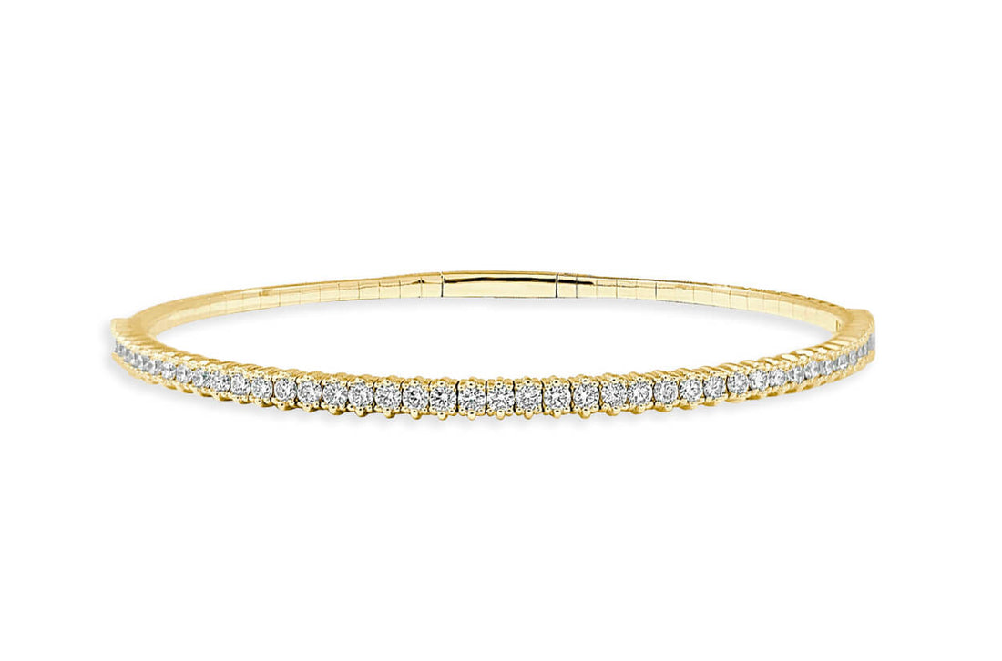 Bracelet 14kt Yellow Gold &amp; Diamonds Bangle Tennis