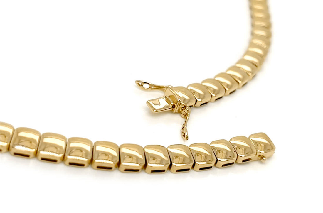 Necklace 18kt Gold Multicolor Octagon Sapphires Tennis