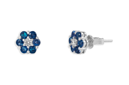 Earrings 18kt Gold Petite Flowers Gemstones &amp; Diamonds Studs