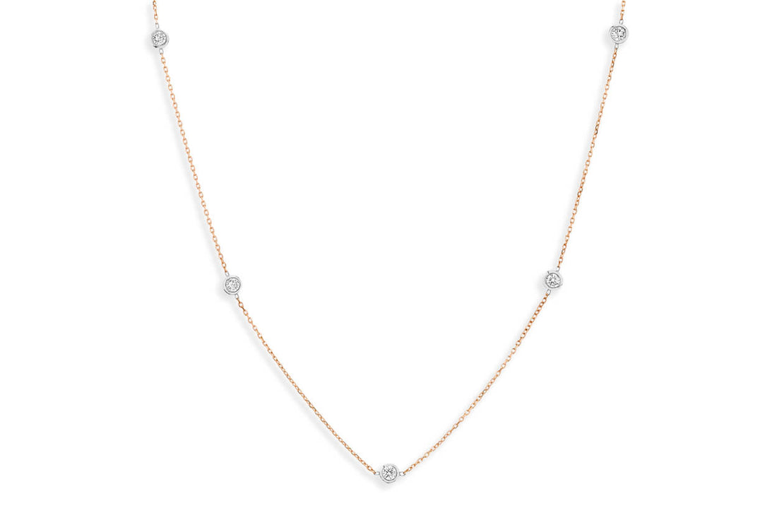 Necklace 18kt Rose Gold Diamond by the Yard Chain 24 inches