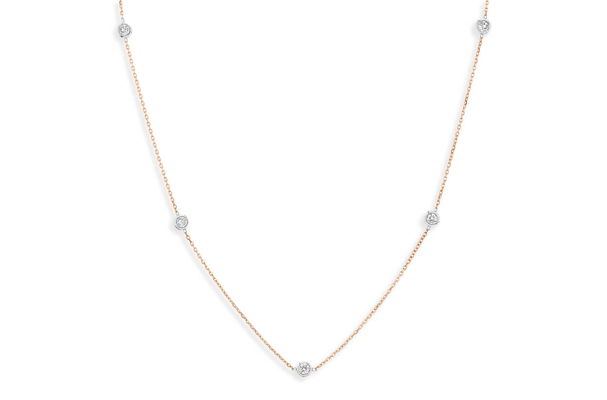 Necklace 18kt Rose Gold Diamond by the Yard Chain 24 inches