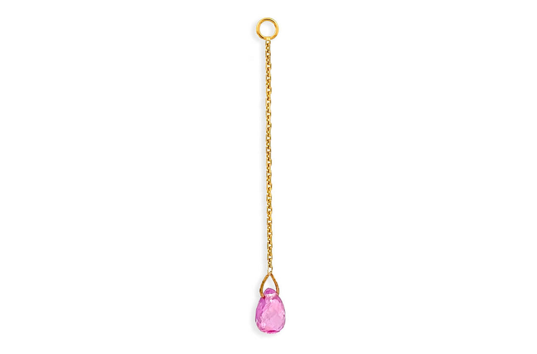 Earrings 18kt Gold Chain &amp; Gemstone Backs