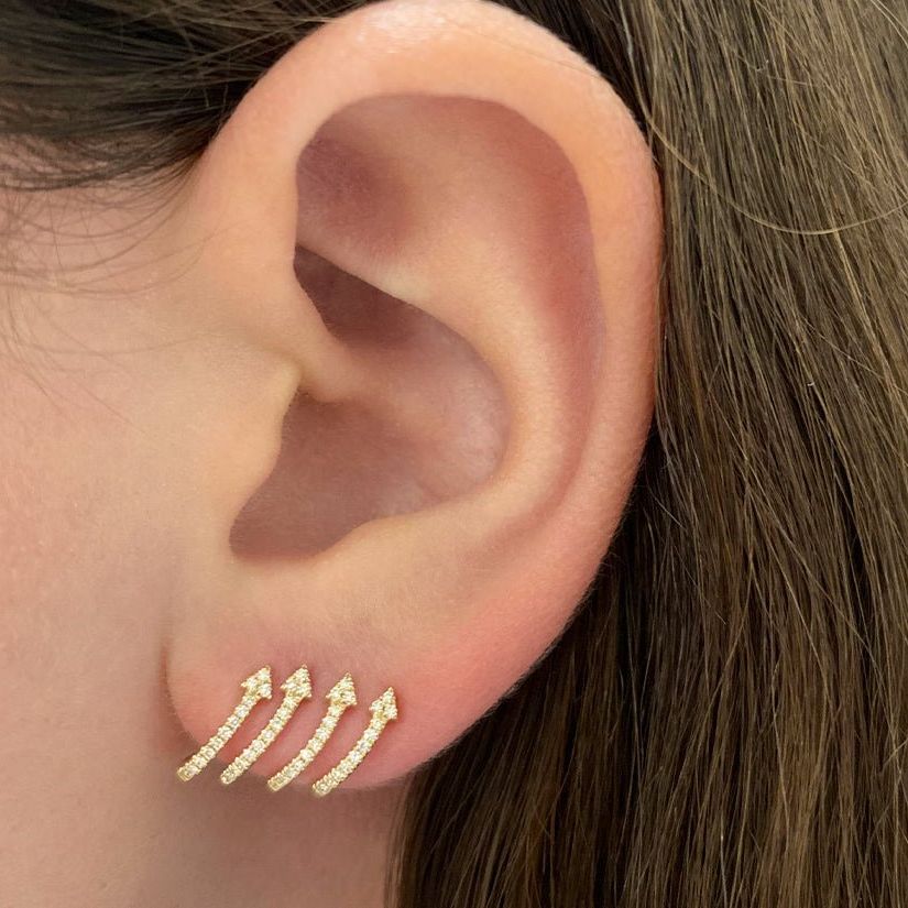 14k gold arrow lobe stud earrings by Diamond Tales
