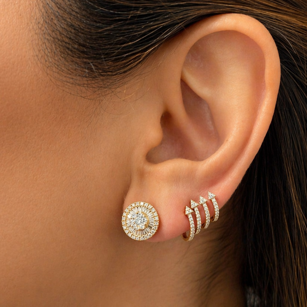 14k gold arrow lobe stud earrings by Diamond Tales