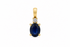 14k yellow gold necklace with 0.75 ct oval blue sapphire and diamond
