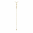 bezel diamond lariat necklace in 14k yellow gold with five bezel set diamonds