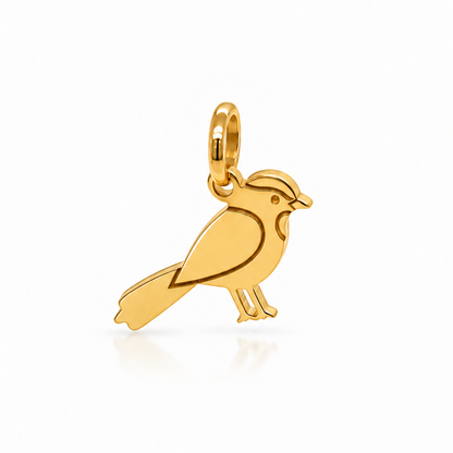 Bird Bam mahjong pendant in 14k yellow gold, front view
