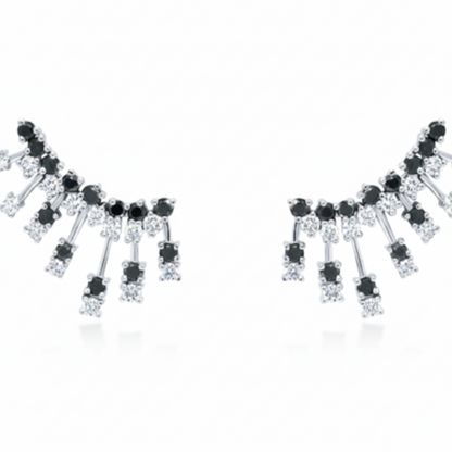 Black and white diamond climber earrings in 14k gold – Diamond Tales