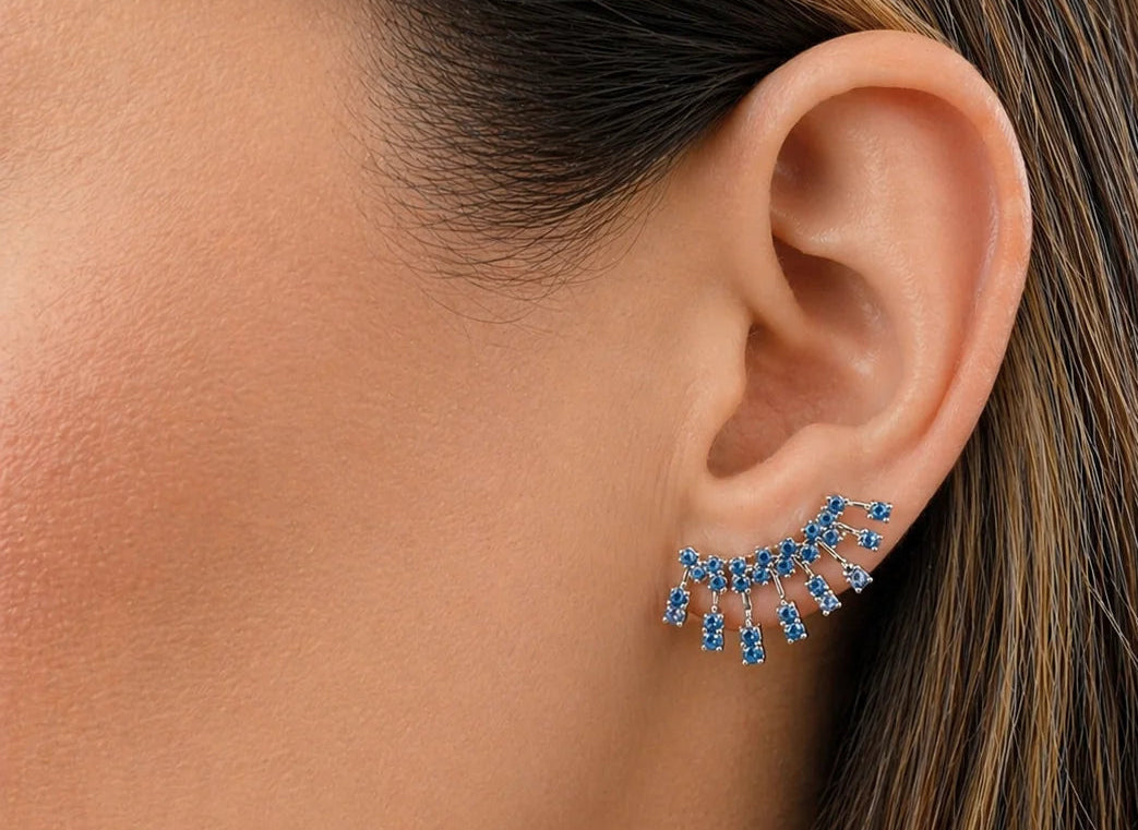 Sapphire climber earrings in 14k gold – Diamond Tales