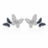18k white gold double butterfly earrings with blue sapphires and diamonds