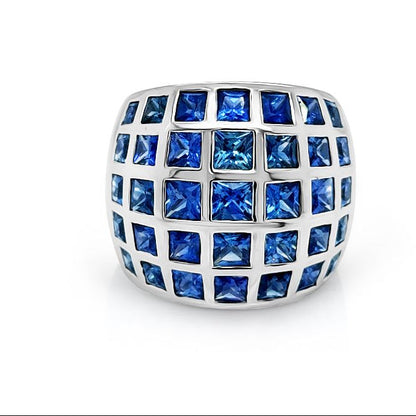 blue sapphire eternity band ring in 18k white gold with 6.10 carats