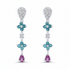 18k gold blue topaz flower and pink sapphire drop earrings by Diamond Tales