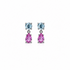 14k white gold drop earrings with round blue topaz and pear pink sapphires
