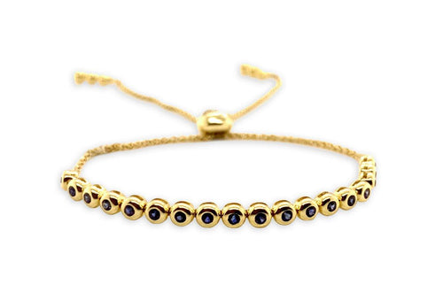 Bracelet 14kt Gold Adjustable with Bezel Gemstones - Diamond Tales Fine Jewelry