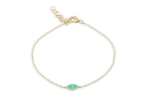 Bracelet 14kt Gold Chain Enamel Evil Eye & Diamond - Diamond Tales Fine Jewelry