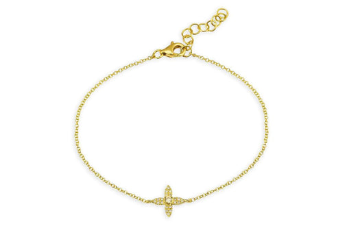 Bracelet 14kt Gold Chain Flower & Diamonds - Diamond Tales Fine Jewelry