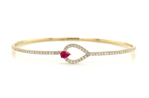 Bracelet 14kt Gold Pear Ruby & Diamonds - Diamond Tales Fine Jewelry
