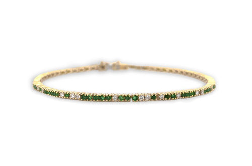 Bracelet 14kt Gold Petite Tennis Emeralds & Diamonds - Diamond Tales Fine Jewelry