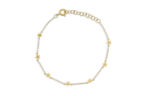 Bracelet 14kt Gold & Solid Plain Stars - Diamond Tales Fine Jewelry