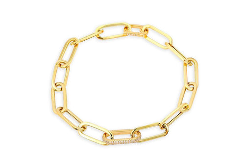 Bracelet 14kt Yellow Gold Paper Clip & Enhancer Clasp - Diamond Tales Fine Jewelry