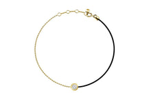 Load image into Gallery viewer, Bracelet 18kt Gold Chain Silk Cord &amp; Diamond Bezel - Diamond Tales Fine Jewelry
