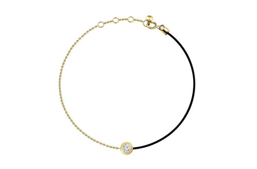 Bracelet 18kt Gold Chain Silk Cord & Diamond Bezel - Diamond Tales Fine Jewelry