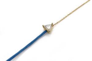 Bracelet 18kt Gold Chain Silk Cord & Trillion Cut Diamond - Diamond Tales Fine Jewelry