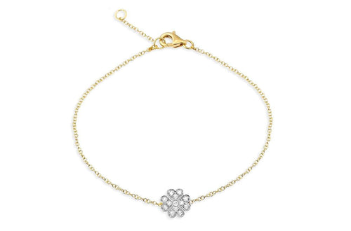 Bracelet 18kt Mixed Gold Chain Clover & Diamonds - Diamond Tales Fine Jewelry