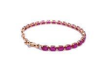 Load image into Gallery viewer, Bracelet 18kt Rose Gold Ruby &amp; Diamonds on Clasp - Diamond Tales Fine Jewelry
