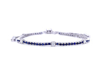 Load image into Gallery viewer, Bracelet 18kt White Gold Adjustable Sapphire &amp; Diamonds - Diamond Tales Fine Jewelry
