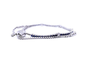 Bracelet 18kt White Gold Adjustable Sapphire & Diamonds - Diamond Tales Fine Jewelry