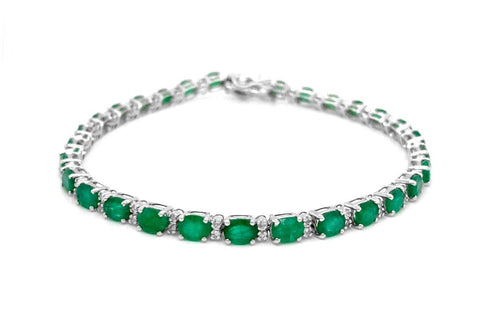 Bracelet 18kt White Gold Emeralds & Diamonds - Diamond Tales Fine Jewelry