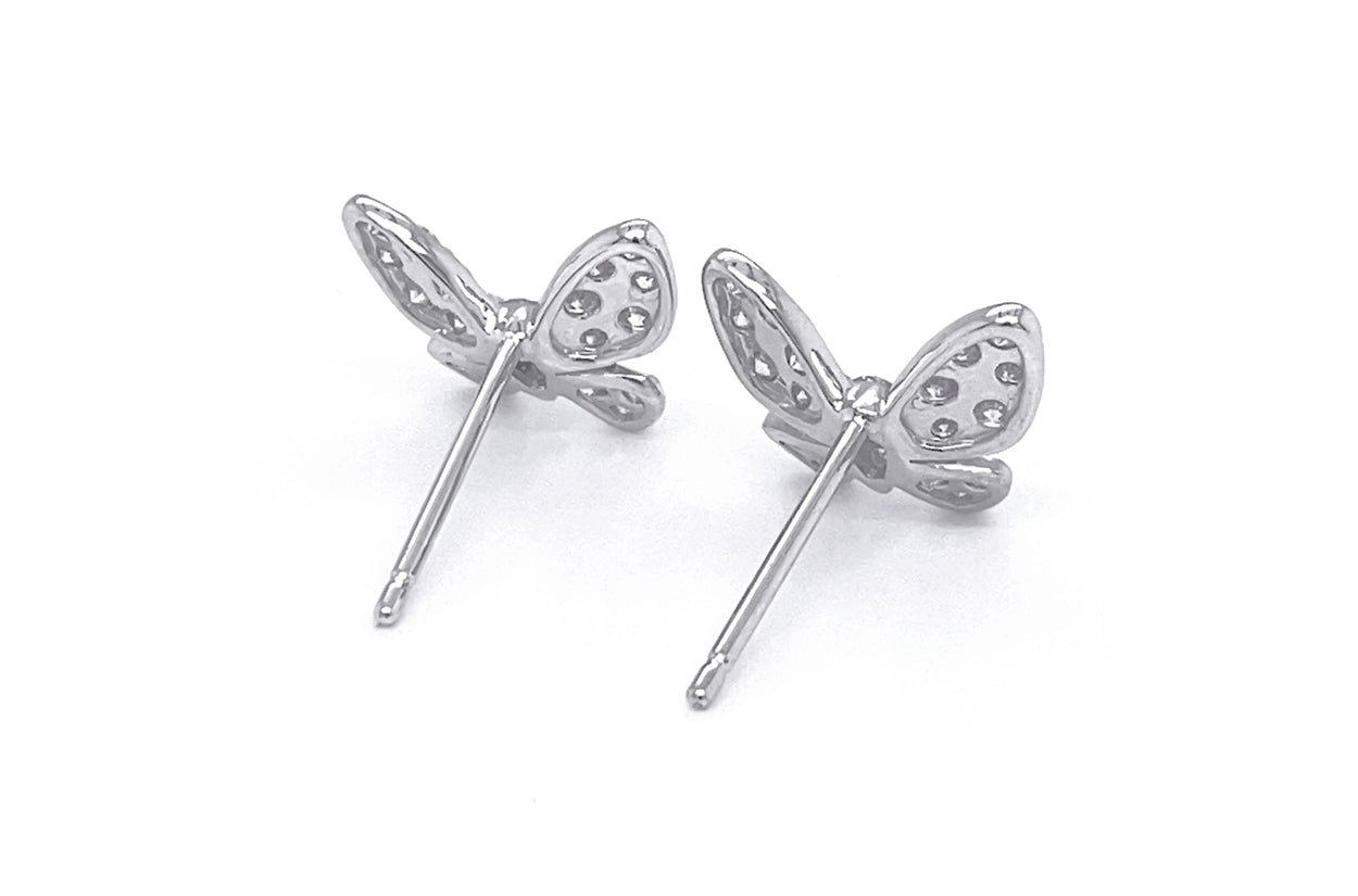 18k gold butterfly stud earrings with diamond accents