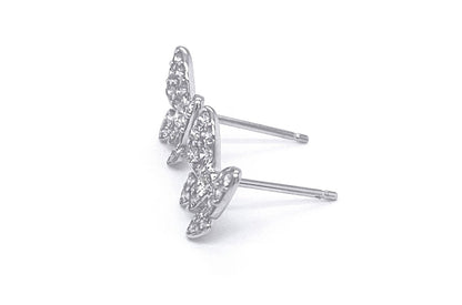 18k gold butterfly stud earrings with diamond accents