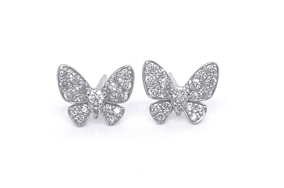 18k gold butterfly stud earrings with diamond accents